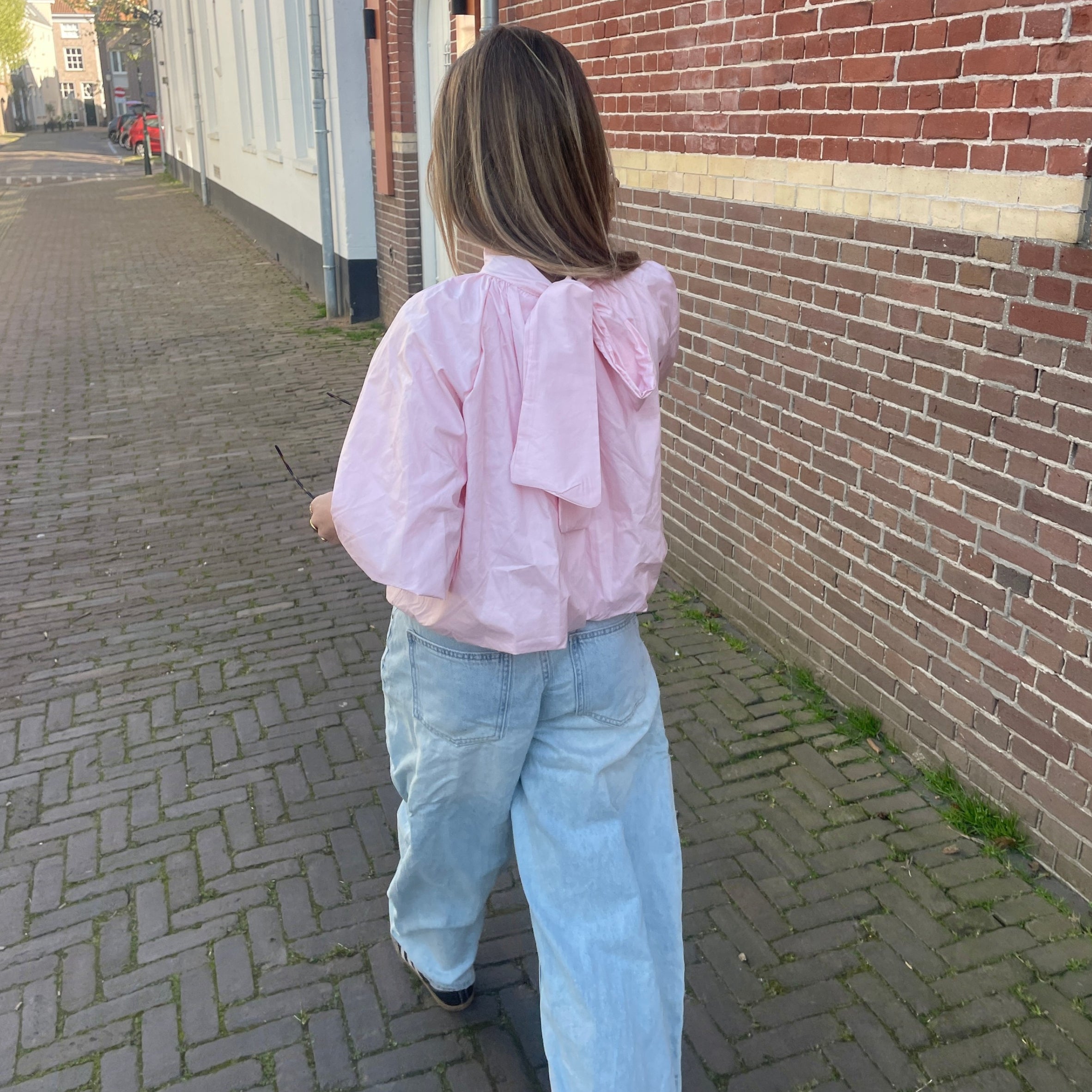 Blouse met Strik Roze