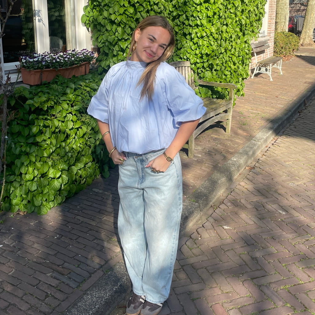 Blouse met Strik Blauw