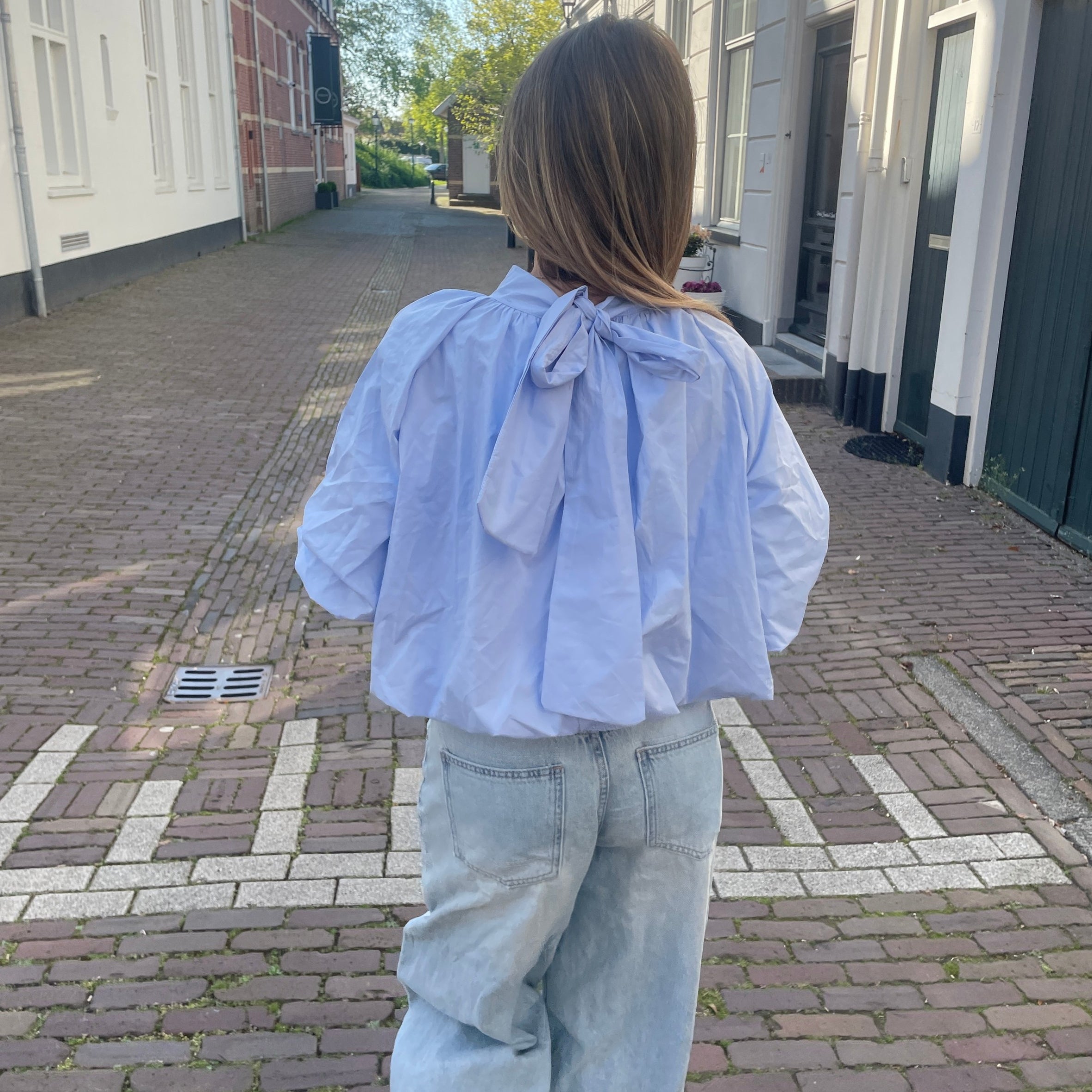 Blouse met Strik Blauw