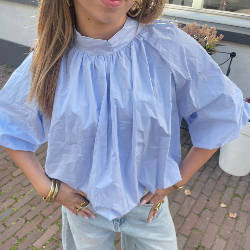 Blouse met Strik Blauw