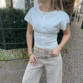 Button T-Shirt Wit