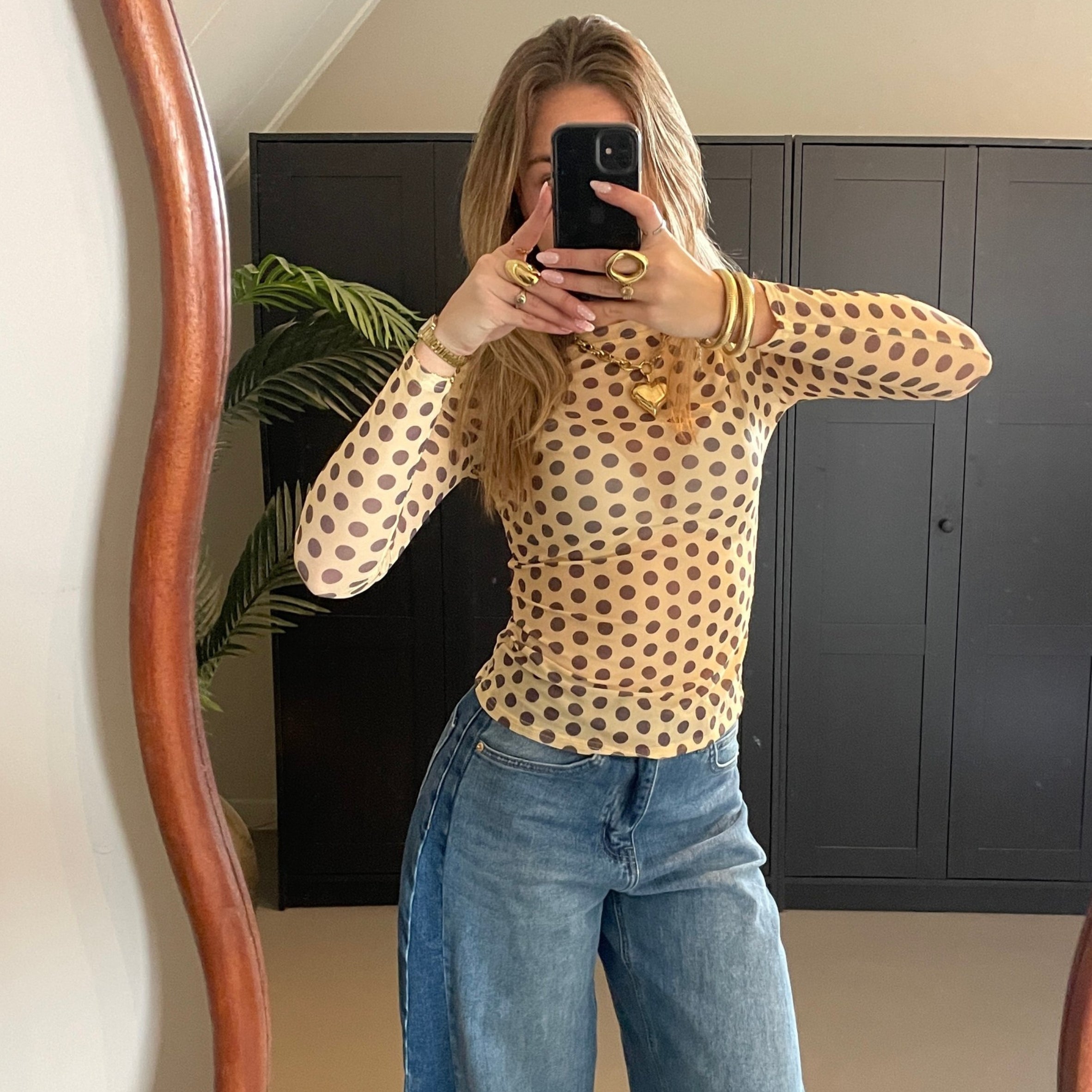 Polka Dot Mesh Top