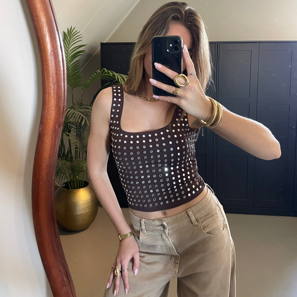 Brown Studded Top