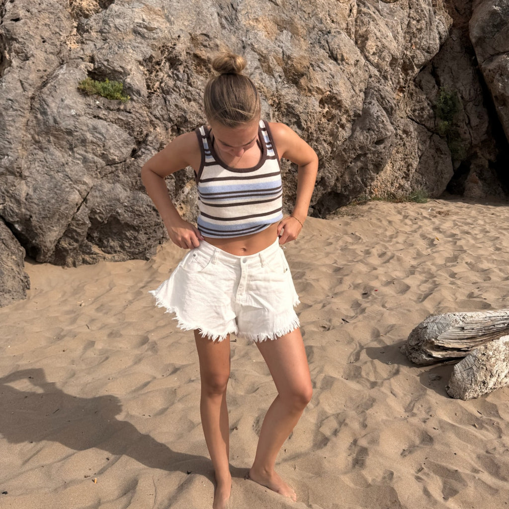 White Ruffle Shorts