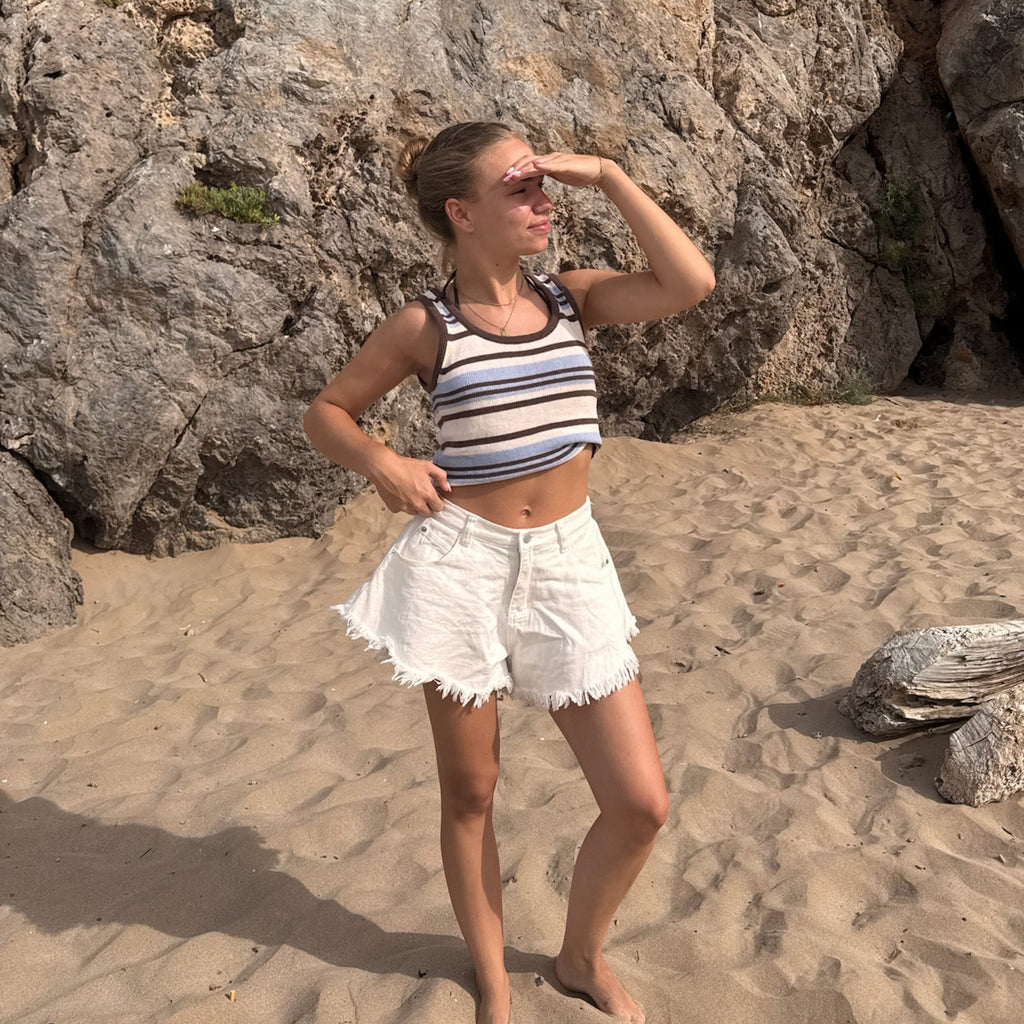 White Ruffle Shorts