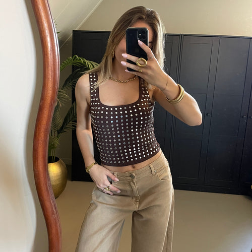 Brown Studded Top