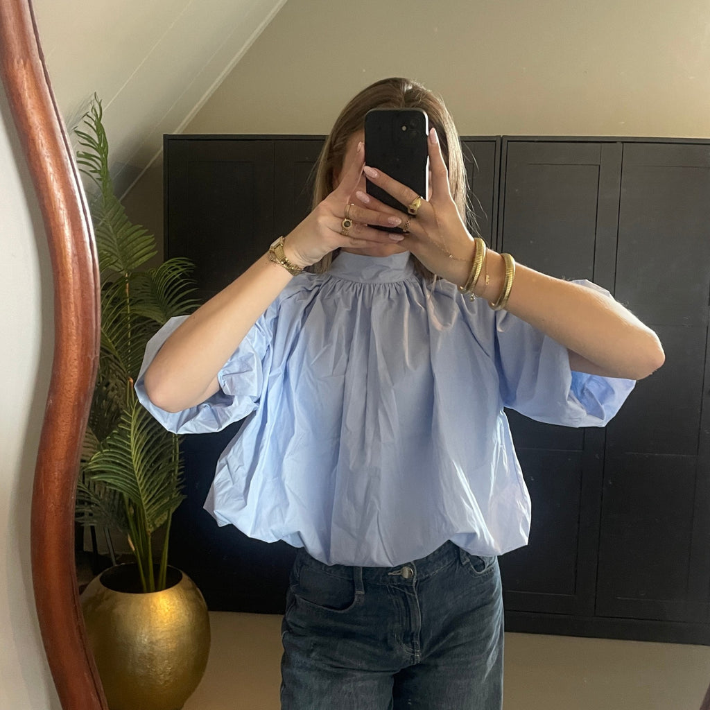 Blouse met Strik Blauw