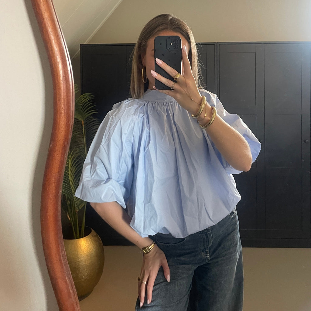 Blouse met Strik Blauw